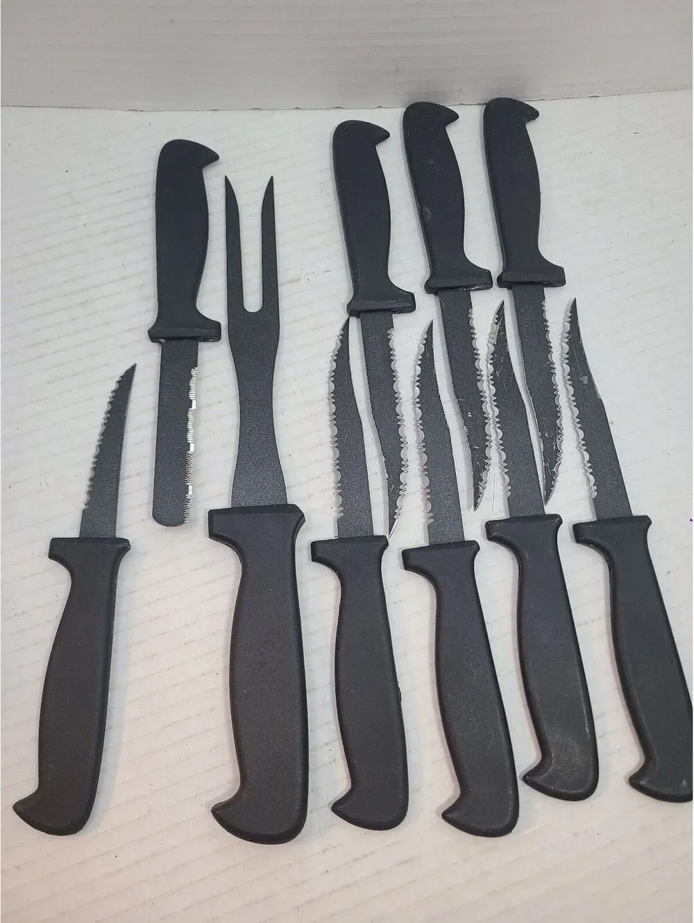 Vintage Sukura 10 Piece Knife Lot - Matte Black Stainless